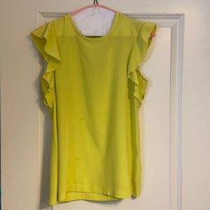 Kate Spade Neon Green Flutter Sleeve Blouse Sz 6